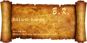 Bálint Karád névjegykártya