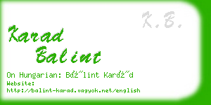 karad balint business card